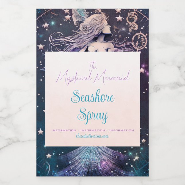 Create Your Own Purple Celestial Mermaid Wine Label (Single Label)