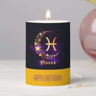 Create Your Own Purple Celestial Pisces Zodiac Pillar Candle