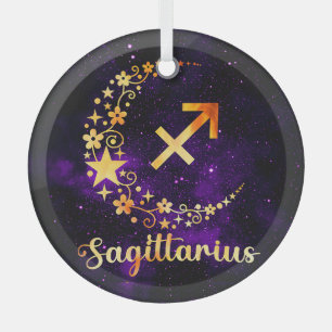 Create Your Own Purple Celestial Sagittarius Glass Ornament
