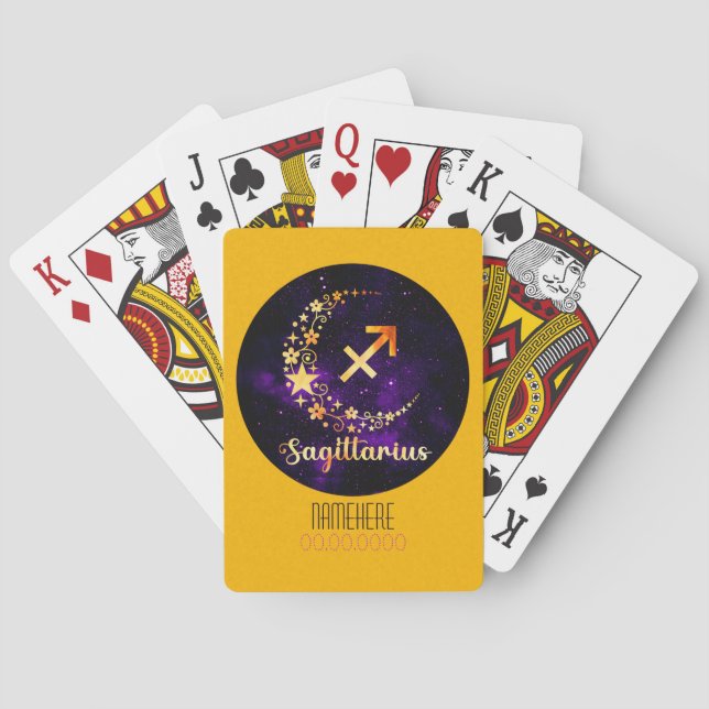 Create Your Own Purple Celestial Sagittarius Poker Cards (Back)