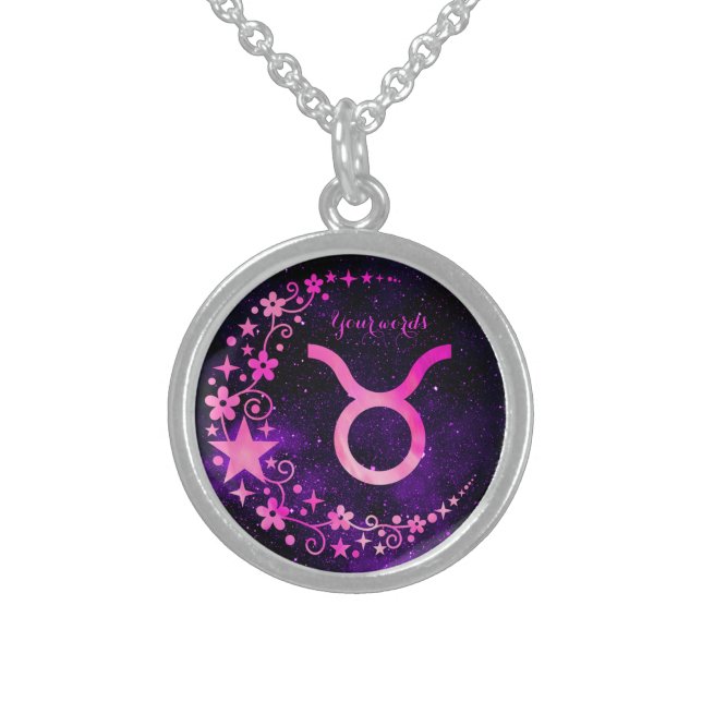 Create Your Own Purple Celestial Taurus Amulet Sterling Silver Necklace (Front)