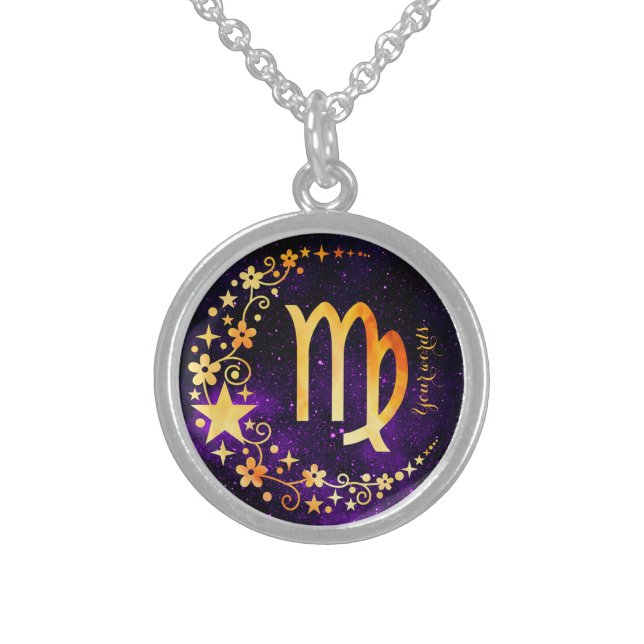 Create Your Own Purple Celestial Virgo Amulet Sterling Silver Necklace (Front)