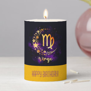 Create Your Own Purple Celestial Virgo Zodiac Pillar Candle