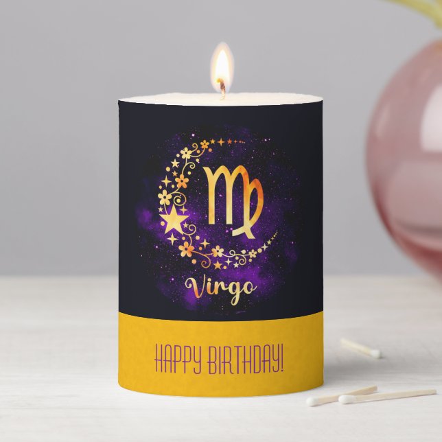Create Your Own Purple Celestial Virgo Zodiac Pillar Candle (In Situ)