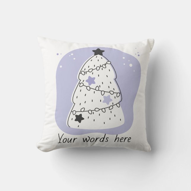 Create Your Own Purple Christmas Tree Throw Pillow (Front)