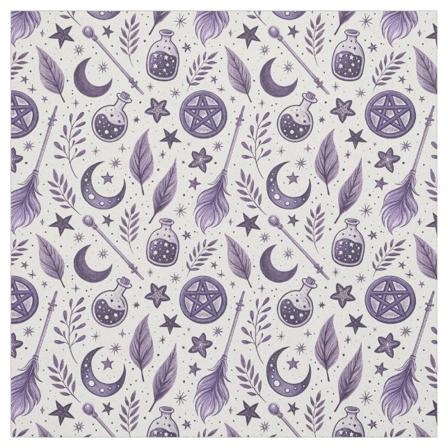 Create Your Own Purple Crescent Moon Feather Magic Fabric (Swatch)