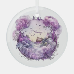 Create Your Own Purple Fantasy Landscape Glass Ornament