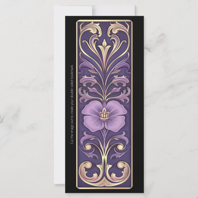 Create Your Own Purple Floral Art Deco Bookmark (Front)