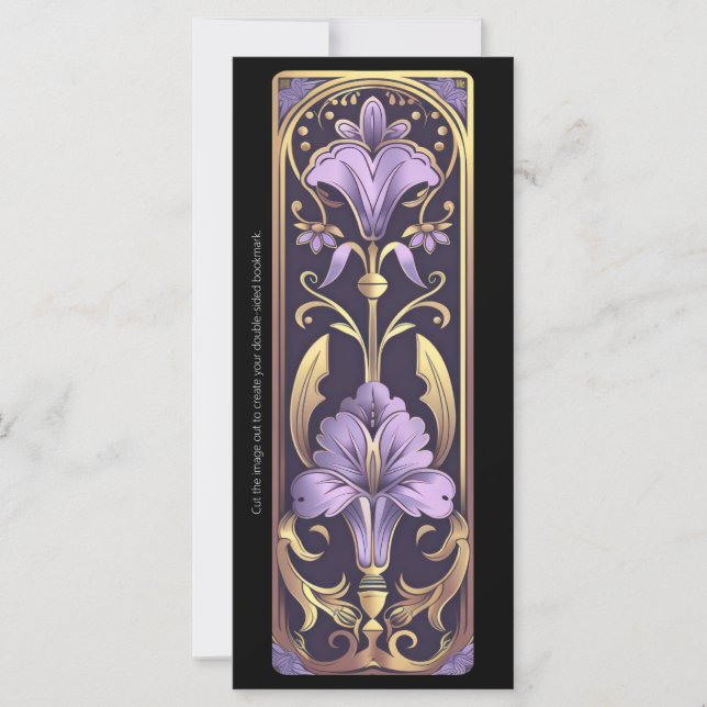 Create Your Own Purple Flowers Art Deco Bookmark (Front)
