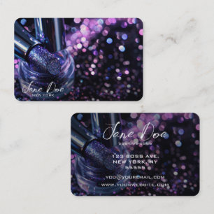 Create Your Own Purple Glitter Lipstick Business Card