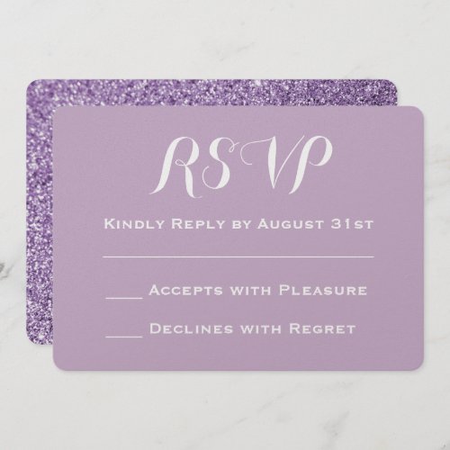 Create Your Own Purple Glitter Wedding RSVP Invitation
