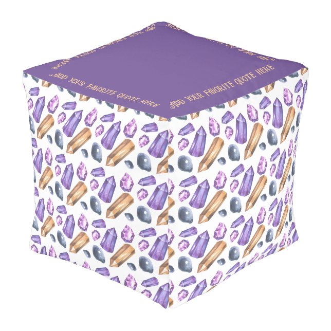 Create Your Own Purple & Gold Crystals Pouf (Angled Front)