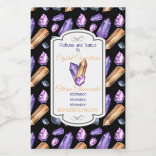 Create Your Own Purple & Gold Crystals Wine Label