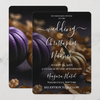 Create Your Own Purple & Gold Pumpkins  Invitation