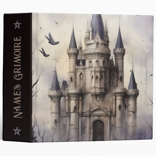 Create Your Own Purple Gothic Castle Ravens 3 Ring Binder (Front/Spine)