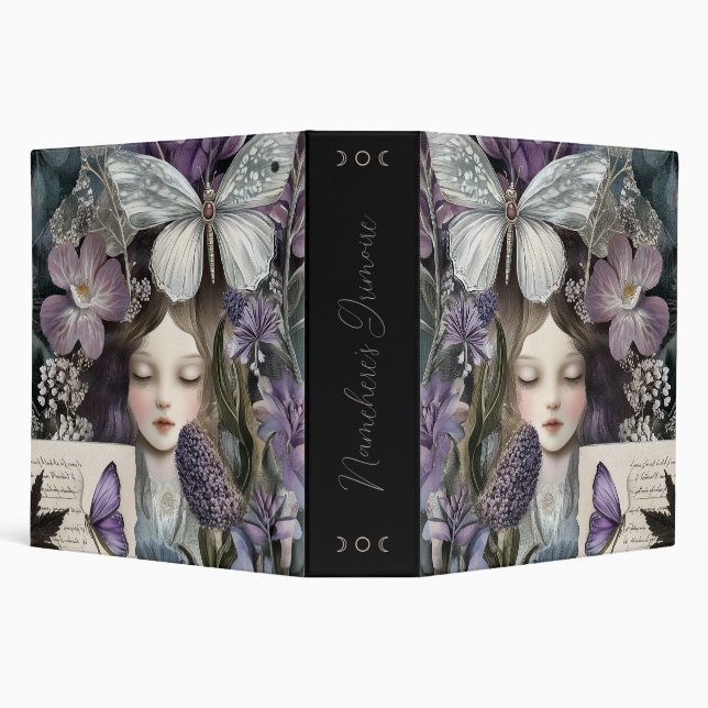 Create Your Own Purple Hedge Witch Botanical 3 Ring Binder (Background)