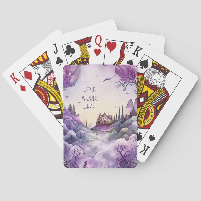 Create Your Own Purple Magic Castle Landscape Poker Cards