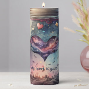 Create Your Own Purple Magic Heart Love Pillar Candle