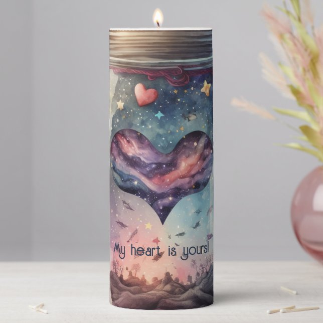 Create Your Own Purple Magic Heart Love Pillar Candle (In Situ)