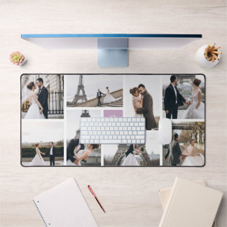 Create Your Own Purple Monogrammed 8-Photo Collage Desk Mat