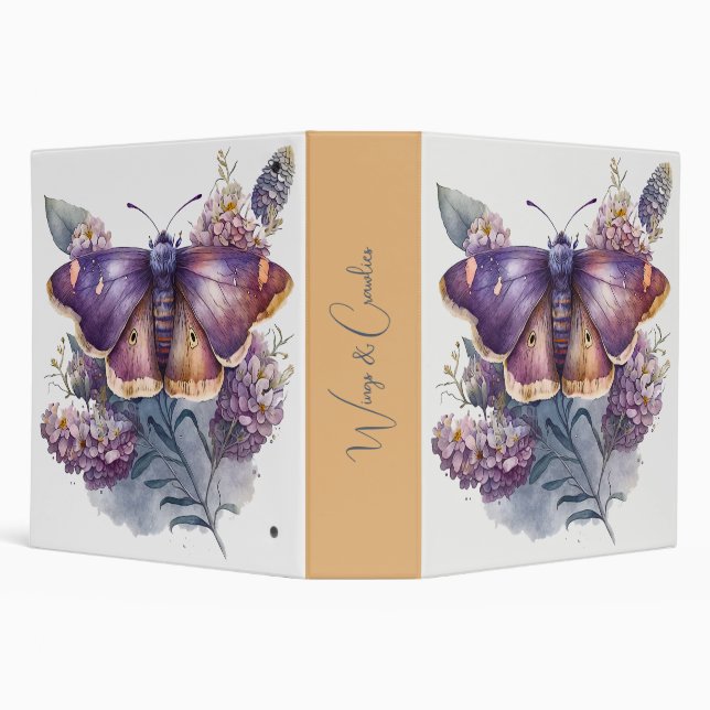 Create Your Own Purple Moth Wildflowers 3 Ring Binder (Background)