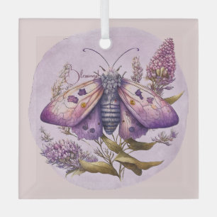 Create Your Own Purple Moth & Wildflowers Glass Ornament