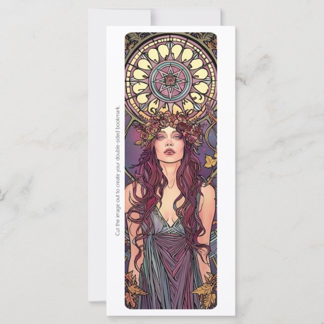 Create Your Own Purple Nouveau Witch Bookmark Card (Front)