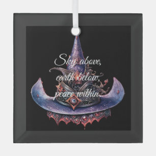 Create Your Own Purple Orange Celestial Witch Hat Glass Ornament