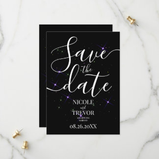 Create Your Own Purple Stars Black Wedding Save The Date