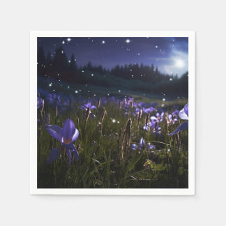 Create Your Own Purple Wildflowers Field Napkins