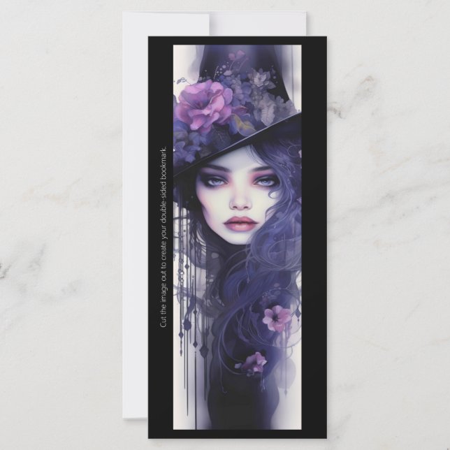 Create Your Own Purple Witch Bookmark Card (Front)