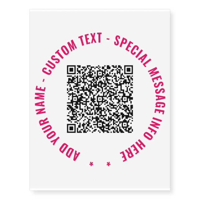 Create Your Own QR Code and Text Temporary Tattoos (Front)