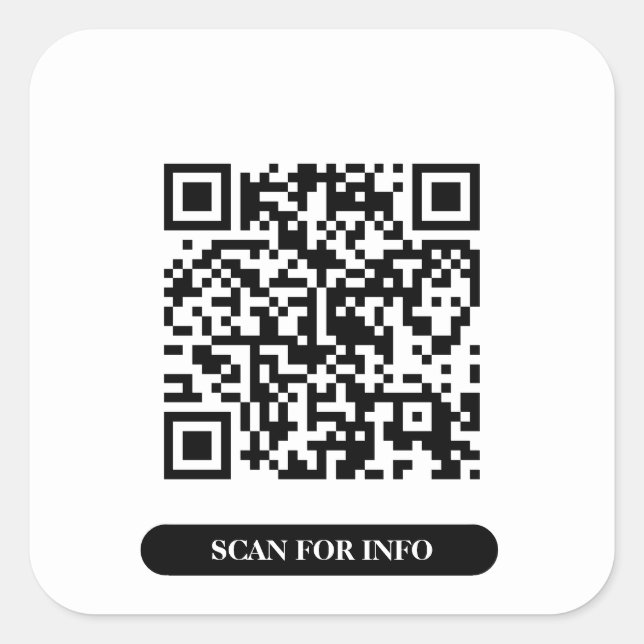 Create your own QR Code Black and White Minimalist Square Sticker (Front)