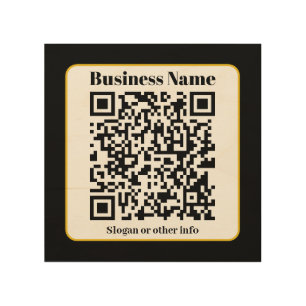 Create Your Own QR Code   Black Gold Border Wood Wall Art