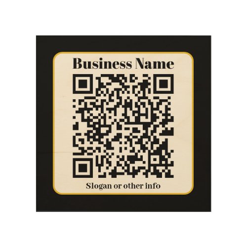 Create Your Own QR Code  Black Gold Border Wood Wall Art