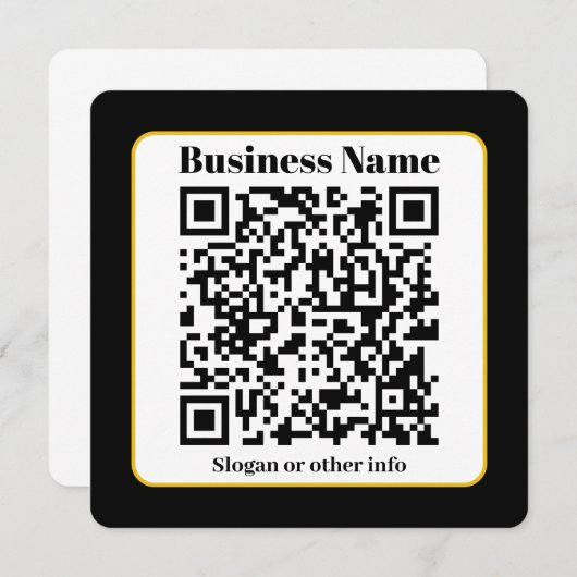 Create Your Own QR Code | Black White Gold Border (Front/Back)