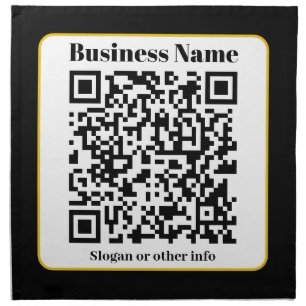 Create Your Own QR Code Black White Gold Border Cloth Napkin