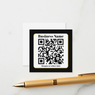 Create Your Own QR Code   Black White Gold Border Enclosure Card