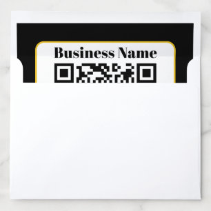 Create Your Own QR Code Black White Gold Border Envelope Liner