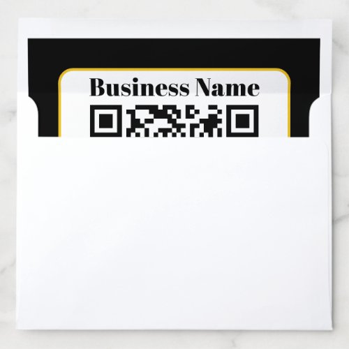 Create Your Own QR Code  Black White Gold Border Envelope Liner