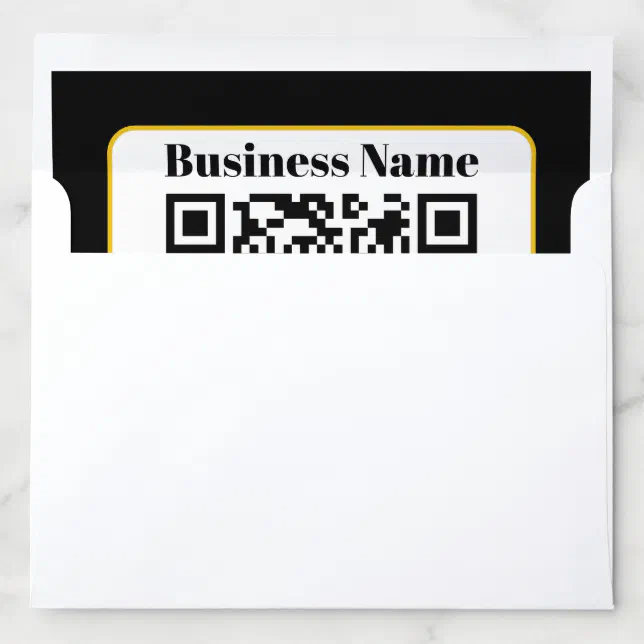Create Your Own QR Code | Black White Gold Border Envelope Liner | Zazzle