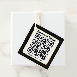 Create Your Own QR Code   Black White Gold Border Favor Tags