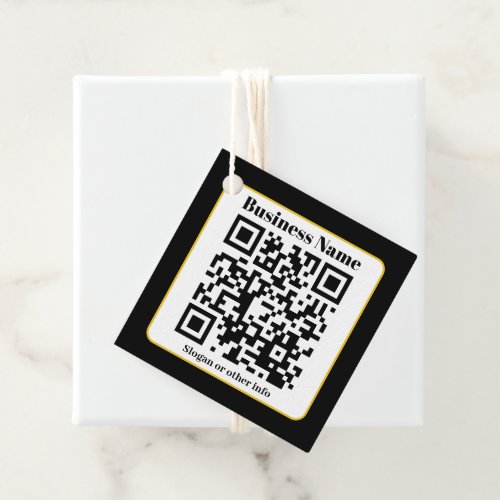 Create Your Own QR Code  Black White Gold Border Favor Tags