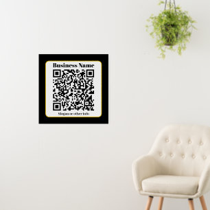 Create Your Own QR Code Black White Gold Border Foam Board