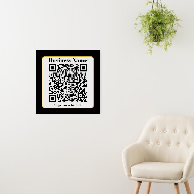 Create Your Own QR Code | Black White Gold Border Foam Board (In Situ (Wall))