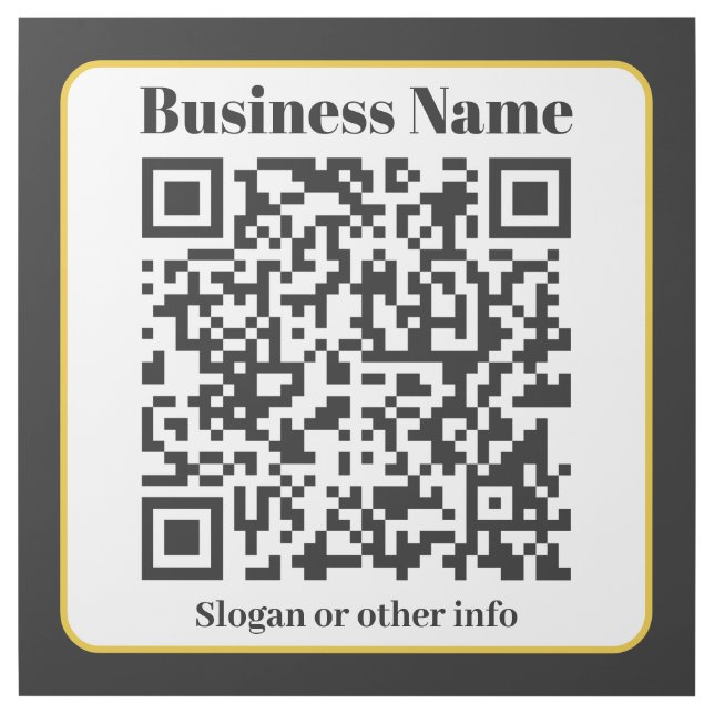 Create Your Own QR Code | Black White Gold Border Gallery Wrap (Front)
