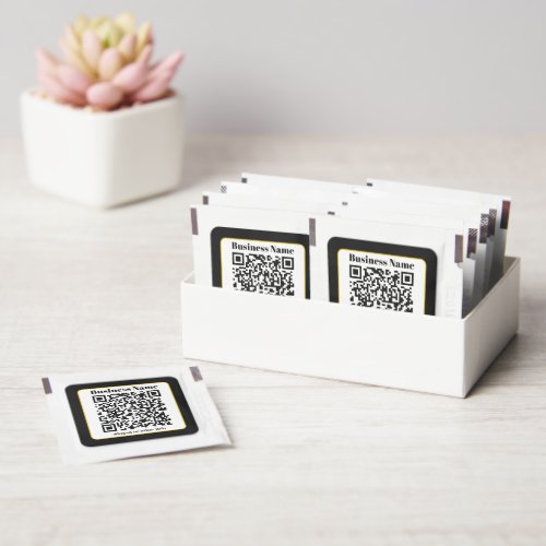 Create Your Own QR Code  Black White Gold Border Hand Sanitizer Packet