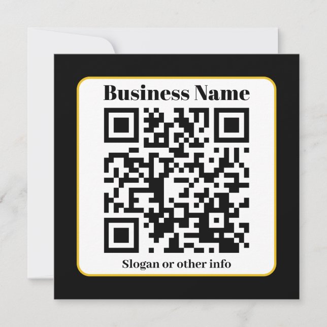 Create Your Own QR Code | Black White Gold Border Holiday Card (Front)