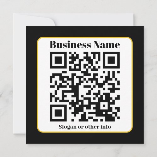 Create Your Own QR Code  Black White Gold Border Holiday Card