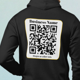 Create Your Own QR Code   Black White Gold Border Hoodie